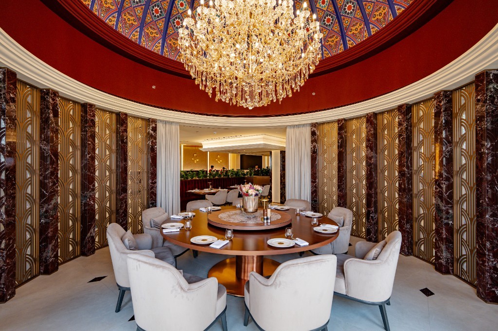 Private dining room under the painted dome