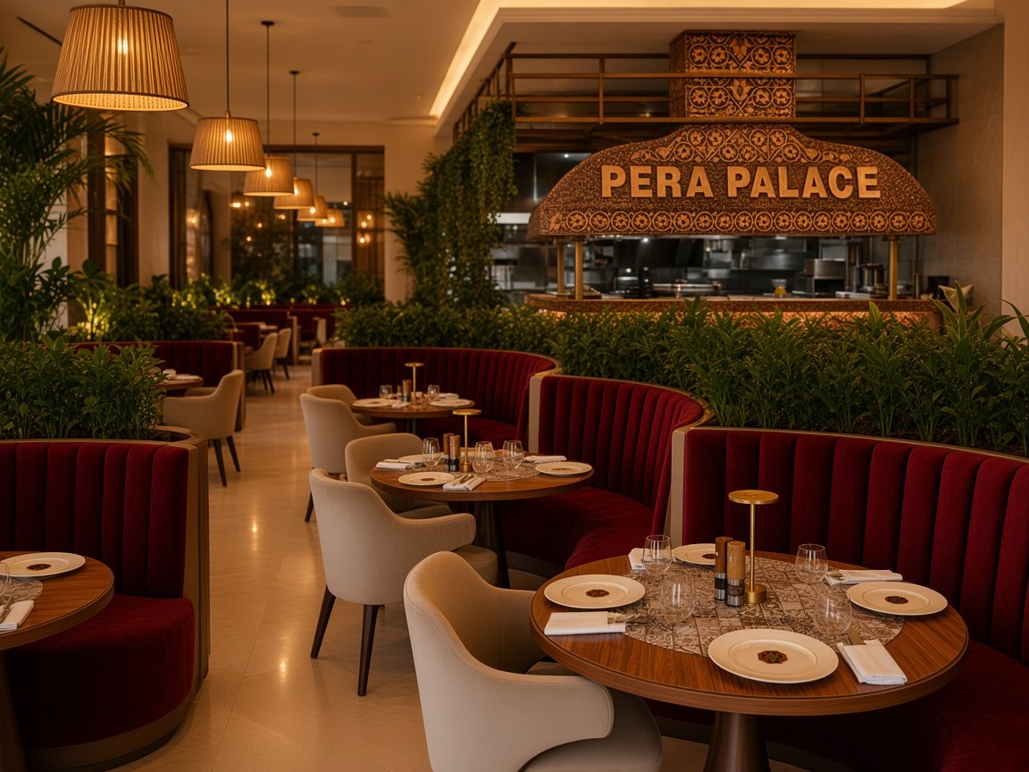 The dining room at night, looking towards the ocakbaşı