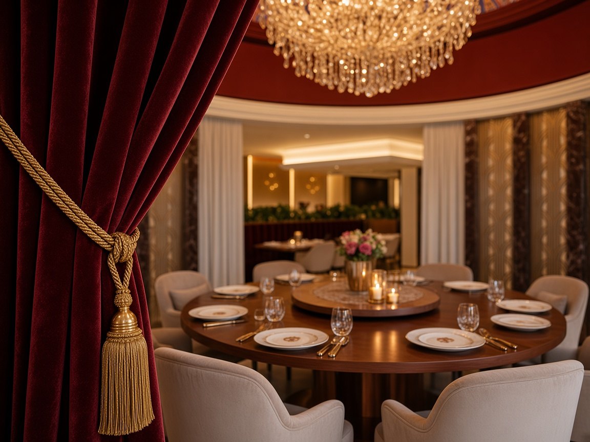 A velvet curtain held open onto a set private table
